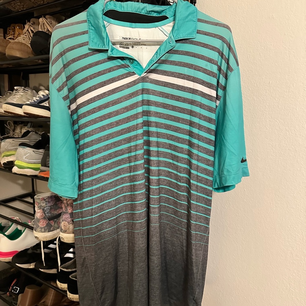 Nike Teal and Gray Golf Performance Polo